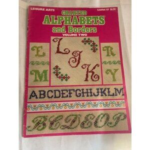 Leisure Arts Charted Alphabets & Borders Cross Stitch Design Leaflet Book Vol 2